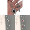 Gothic Heartshaped Cross Pendant Necklace Set With Alloy Geometric Design For Men Women