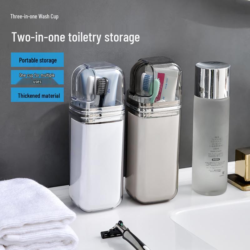 Lux Travel 3-in-1 Toothbrush & Mouthwash Set: Portable Cup & Storage 350ml