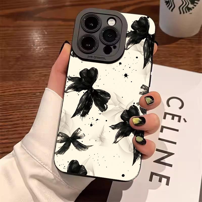 Burgundy Girly Bow Art Phone Case for iPhone 17 16 15 14 13 12 11 Series Pro Max Plus