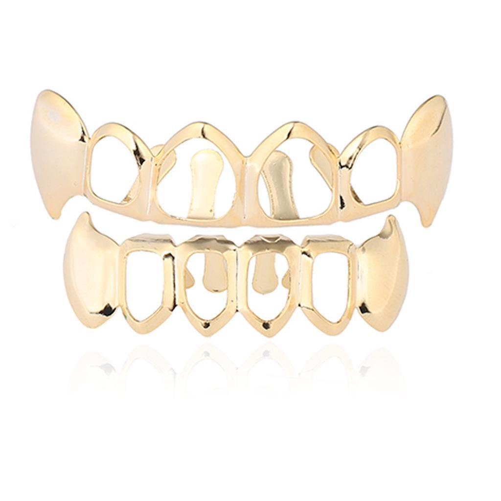 Trendy Hip Hop Grillz: Multi-Specification Hollow Pattern Six Teeth Jewelry