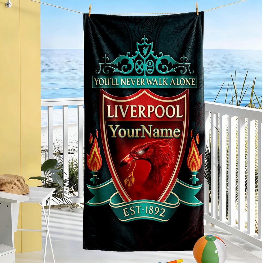 Liverpool Personalized Text Beach Towel Super Soft & Absorbent Suitable for Sports Travel Swimming Yoga Bathroom Beach And Pool
