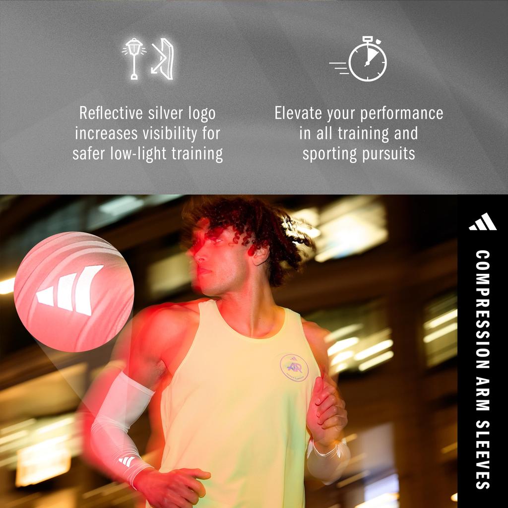 Adidas Compression Arm Sleeve Pack of ClimaCool Material Sizes Warmers, 2, (Breathable, Moisture-Wicking, Quick-Drying), White, S/M (ADSL-13011WH)