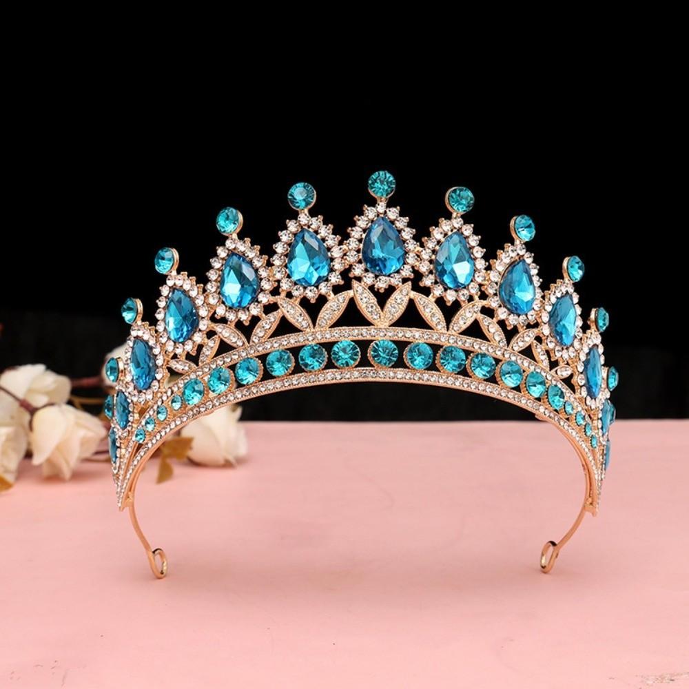 Metal Crystal Bridal Tiara Colorful Hair Headdress Creative Wedding Hair Tiara Pageant Event 6