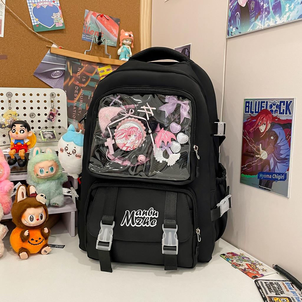 The schoolbag is fresh and cute, and the two-dimensional yuan bar is high school, high quality and large capacity.