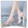 Women Mesh High Heel Sandals Fashion Open Toe Buckle Heel Shoes Versatile Dress Sandals