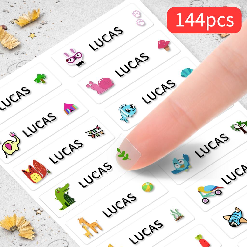 Custom Name Labels Waterproof Stickers Multi Design Labels For Bottles Lunch Box Office Supplies