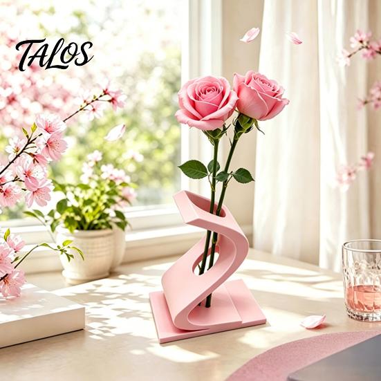 Small Table Sculpture 3D Printed Curved Flower Arrangement Stand, Minimalist Holder Ornament, Detailed Craft Statue Creative Artistic Decoration