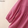 ZANZEA Lässige Bluse mit Rundhalsausschnitt und 3/4-Ärmeln für Damen