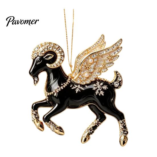 Multiuse Decorative Ornaments for Weddings Black Goat Christmas Tree Hanging Ornament, 2D Acrylic Festive Atmosphere Decoration Bars Pendant,