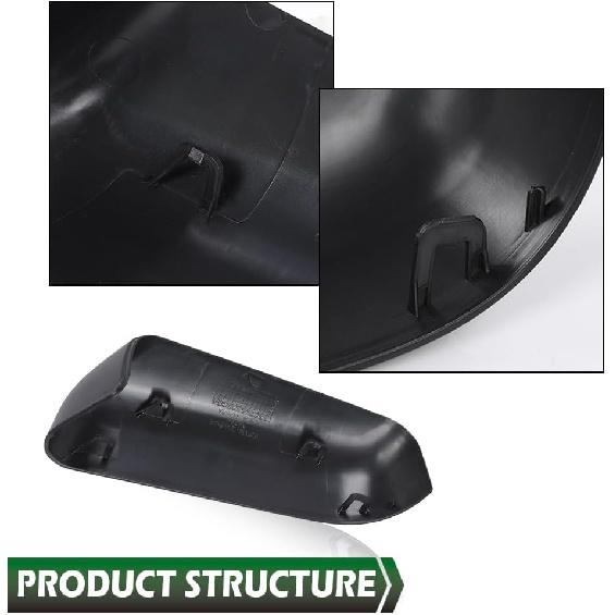 GRAND ORANGE 2 Peças Tampas de Espelho Retrovisor Compatíveis com Ford F150 2009-2014, 9L3Z17D743BAPTM, 9L3Z17D742BAPTM, Preto Primer Lado Esquerdo e Direito Espelho Retrovisor