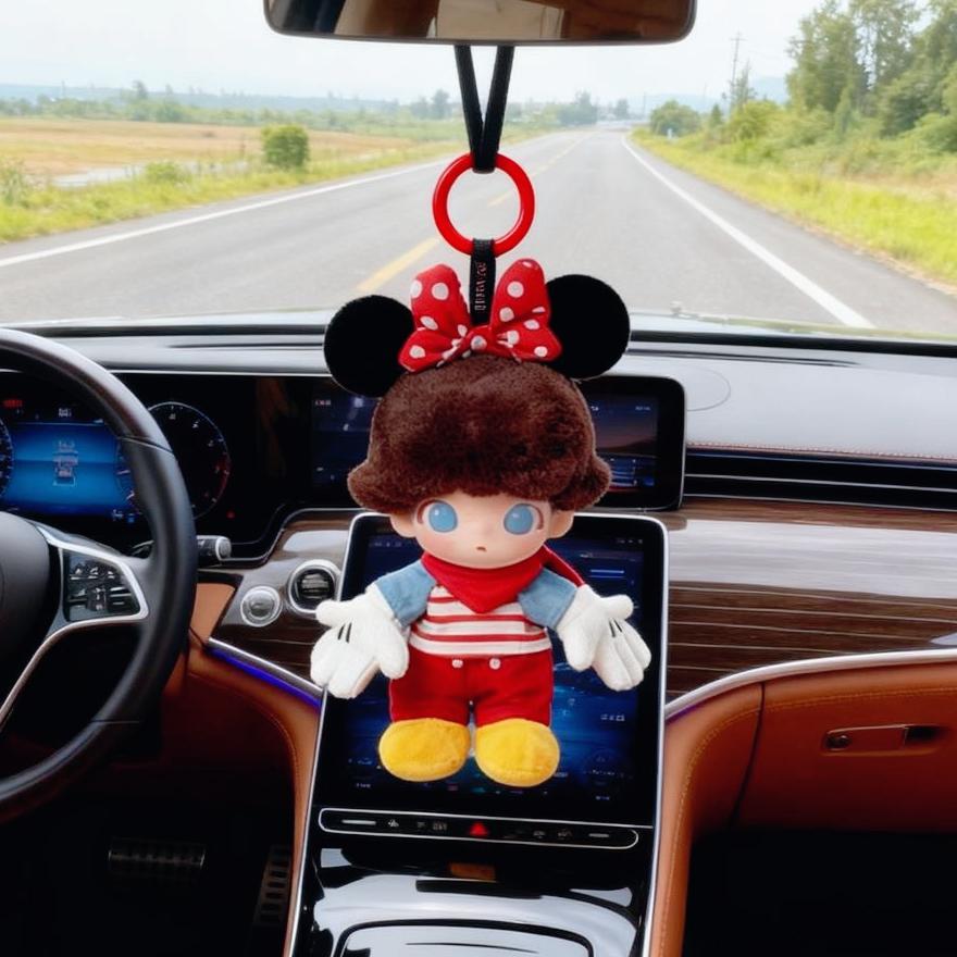 Car plush ornament LABUBU DIMOO WORLD Series Vinyl Face Original Blind Box Toys Action Anime Figure Doll  Christmas Gift  Air outlet ornament