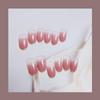 Nude Pink Pointed French Glitter Nail Stickers with Gold Edge - Waterproof and Removable.