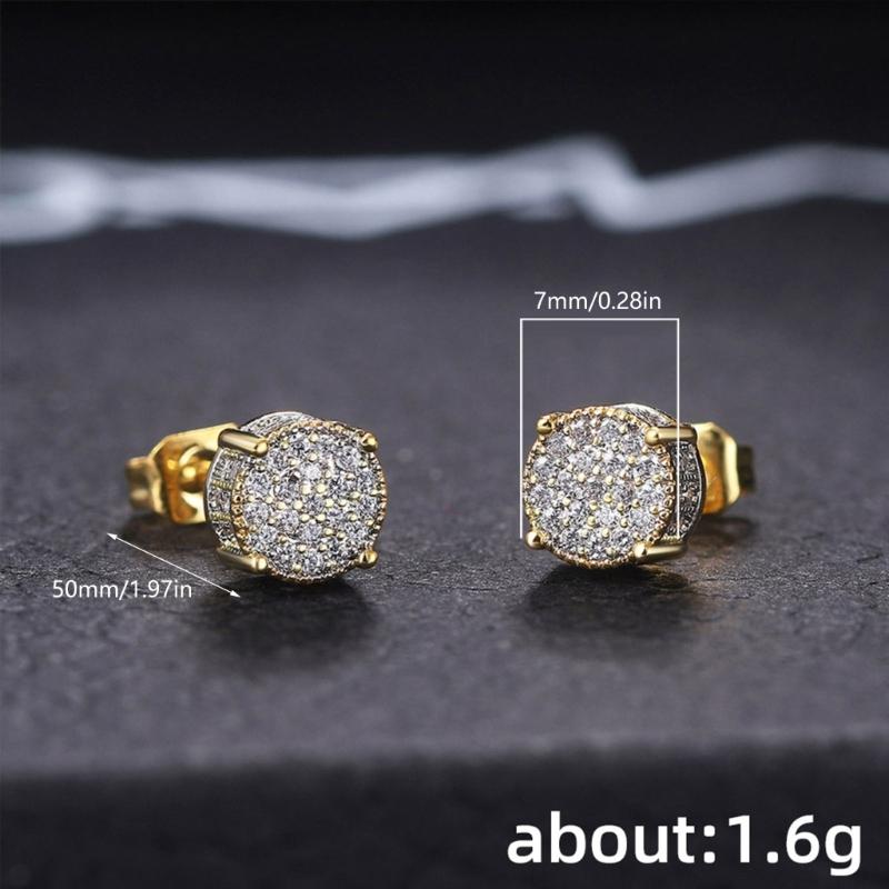 Fashion Round Shape Studs Earrings Statement Earring Copper Texture Ear Studs Ear sAccessory Present for Woman and Girls