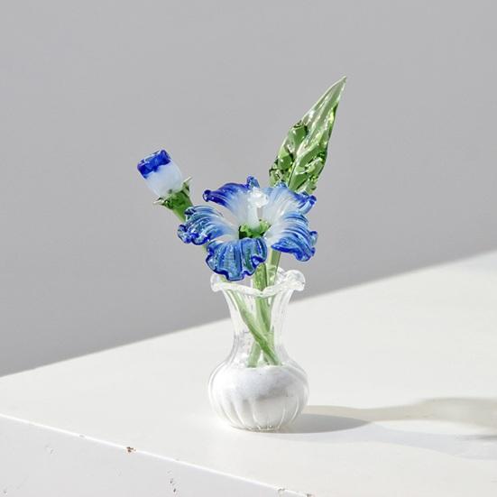 Mini Artificial Glass Flowers Hand-Blown Stained Glass Flowers Miniature Flower
