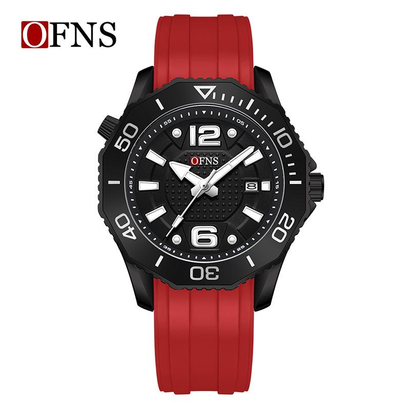 Мужские кварцевые часы OFNS: Элегантные, Модные, Функция календаря, Водонепроницаемые.