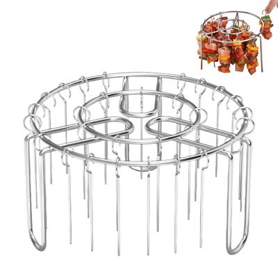 24 Brochettes Friteuse à Air Acier Inoxydable Gril Brochette Verticale Four Suspendu Râtelier à Brochettes Kebab Support à Kebab Ustensiles de Cuisine Grill