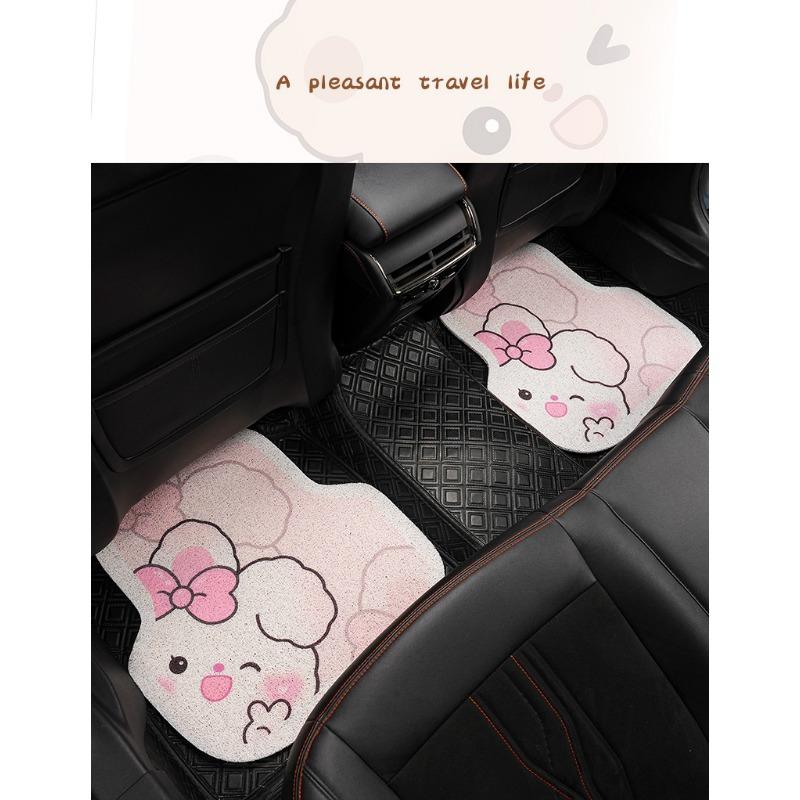 Cute Cartoon Coiled Wire Car Floor Mat Anti Dirt Universal Vehicle Interior Protection Pad