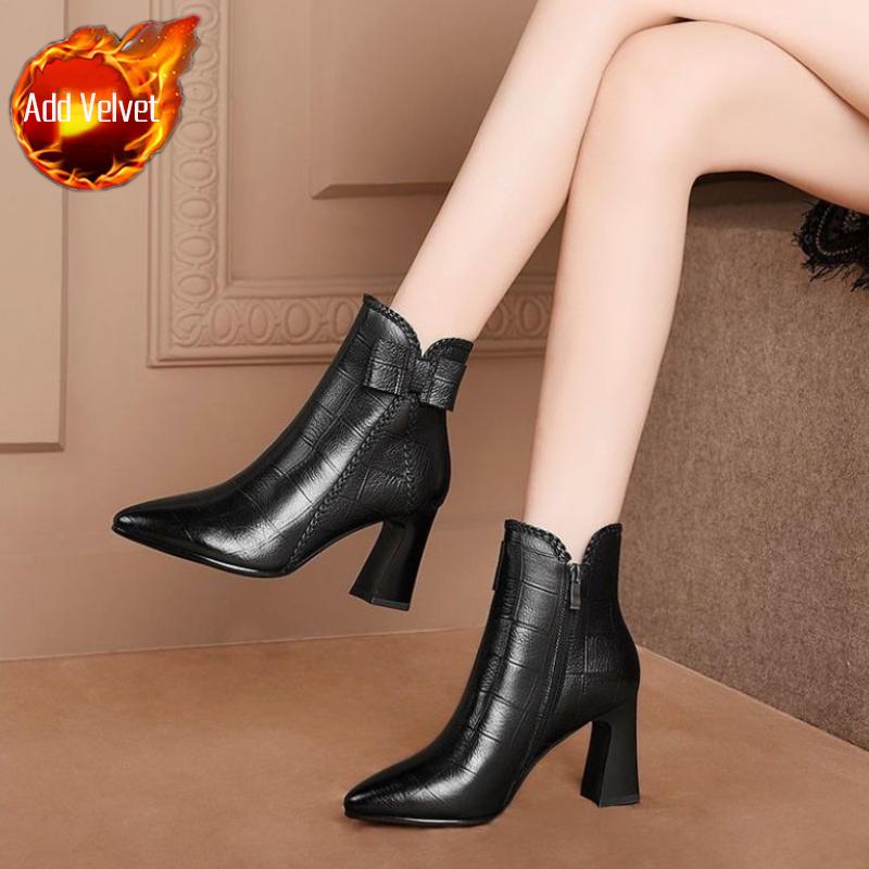 Fashion Ankle Boots for Women Chunky Heel Plaid Woman Short Shoes Plain Non Slip Trend 2025 Footwear Hot Pu Chic and Elegant Y2k Booties
