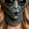 Detailed Alien Cosplay Accessory Halloween Grey Mask, Latex Full Head UFO Mask with Big Adult Costume Eyes, Soft Sci Fi Party Prop for Adults,