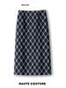 Women's Fashionable Retro Plaid Skirt - Autumn 2025 Style, Petite High Waist, Hip-Hugging Brown Slit Design