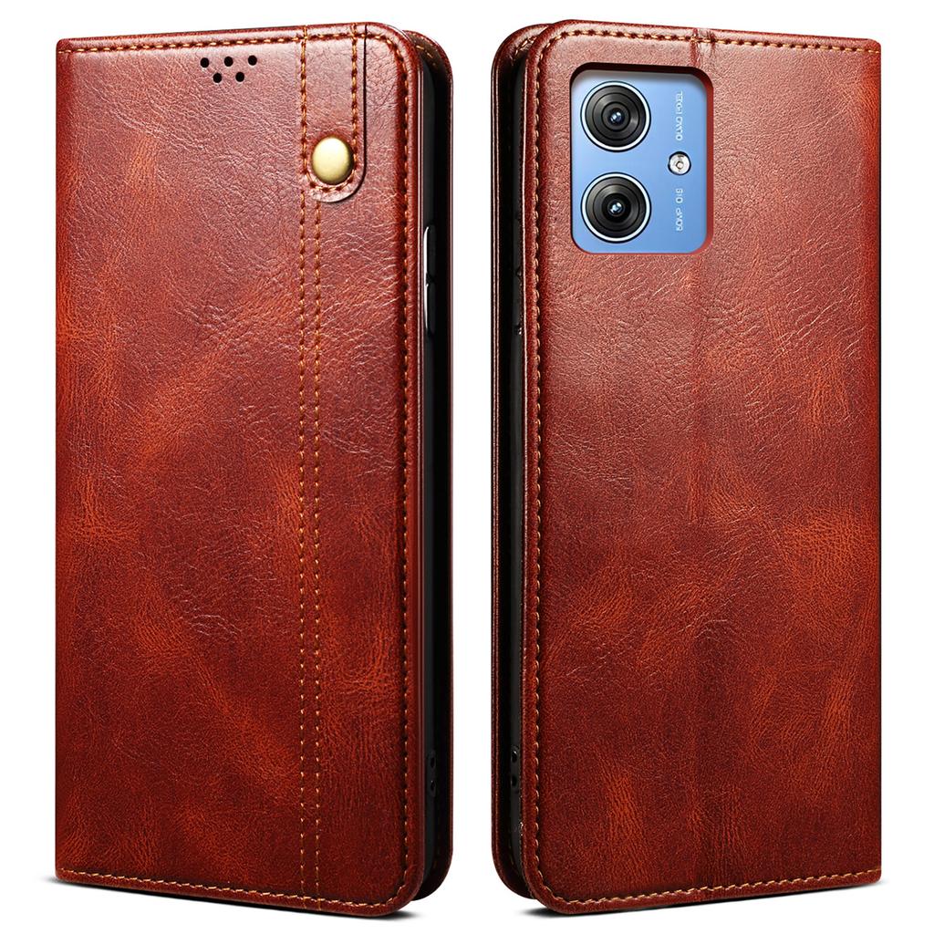 For Motorola Moto G55 5G Case Crazy Horse Texture Waxy Leather Wallet Stand Phone Cover