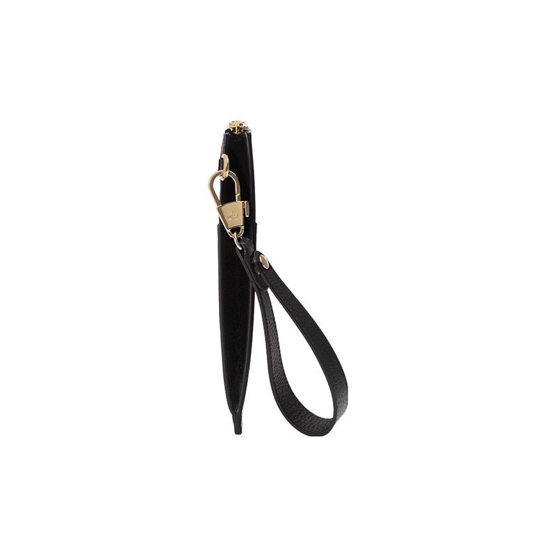 Gucci Zipper Closure with Cutout Interlocking Double G Logo Canvas and Leather Clutch Men's Black