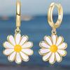 Delicate Gold Color Daisy Flower Hoop Earrings For Women Trendy Korean Sweet Sunflower Circle Earring Girl Wedding Party Jewelry