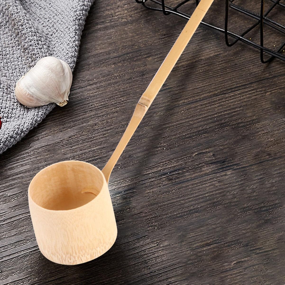 Натуральный хишаку черпак для воды Бамбуковый японский черпак для воды Ручная работа Длинная ручка Совок для воды Садовая чайная ложка для кухни кухонные черпаки для воды