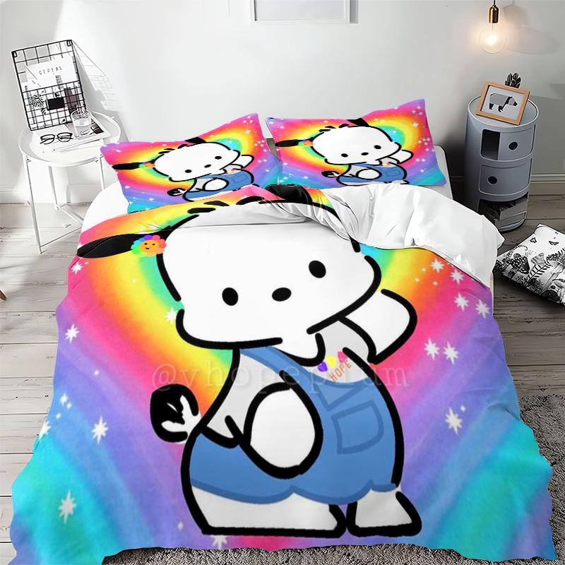 Sanrio Cute Pochacco Bedding Sets Comforter Cover Bed Cover Duvet Cover Pillow Case 2-3 Pieces Sets Room Home Decoration