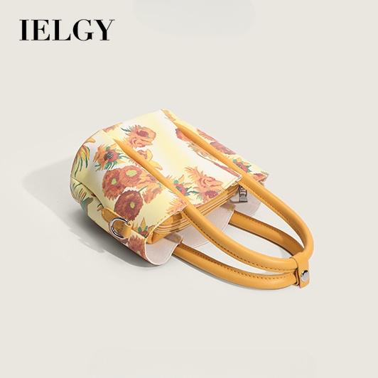 IELGY women's cherry print portable petal bucket bag, sweet wind contrast color mother and child bag, messenger bag