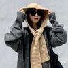 Knitted Hooded Caps Outdoor Hooded Scarf Winter Balaclava Hats Thicken Autumn Winter Neck Protector Headgear Solid Knit Beanies