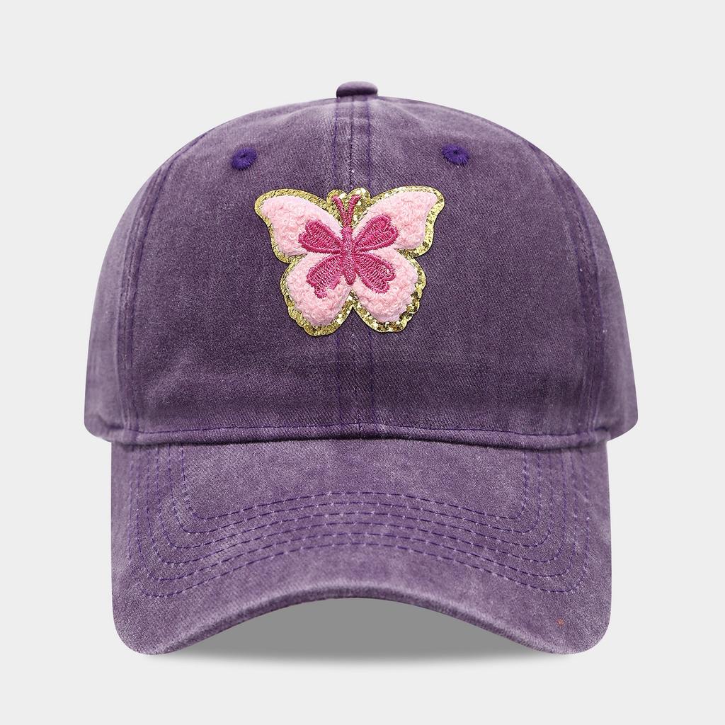 Washed and Old Butterfly Pattern Baseball Cap Female Tide Brand Soft Top Cap Outdoor Leisure Sports Sun Hat