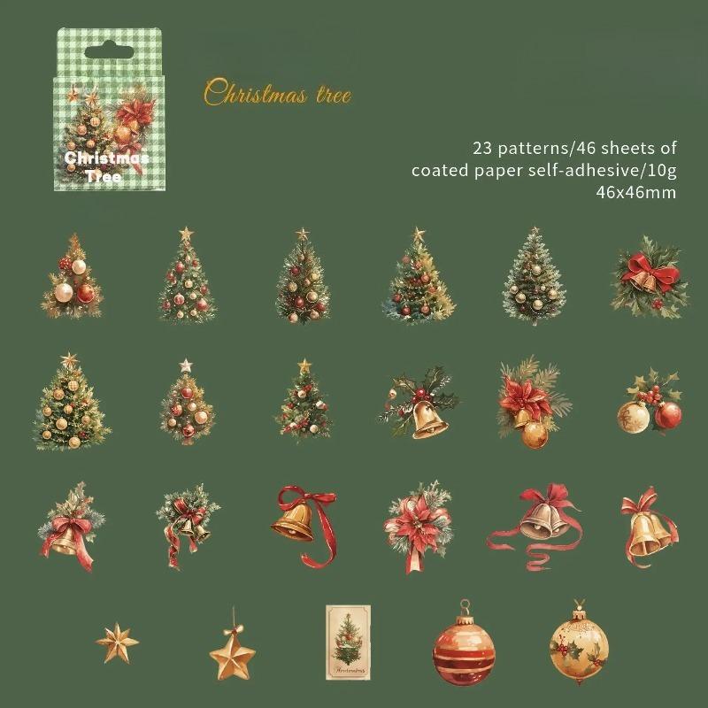45Pcs/box Merry Christmas Series Decorative Box Stickers Scrapbooking Stick Label Diary Stationery Album Blessing Sticker