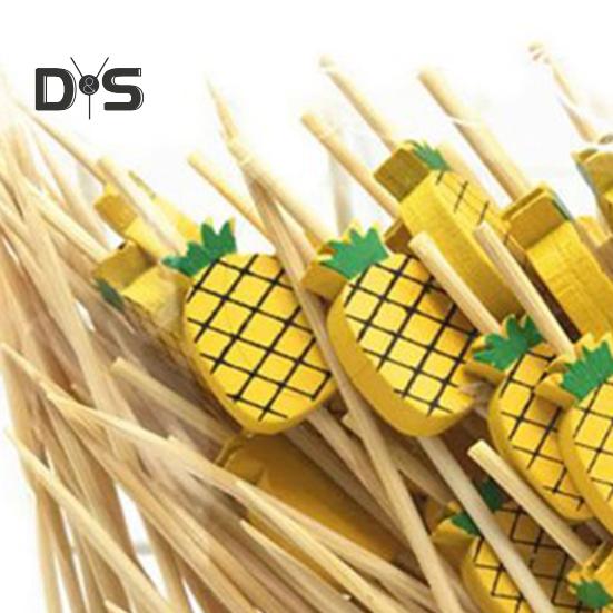 100 Pcs Food Picks Disposable Bamboo No Harm Cactus Shape Salad Sticks for Banquet