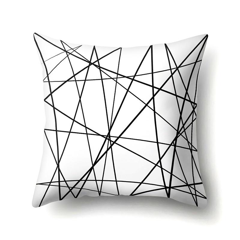 Polyester Pillowcase Black and White Printed Pillowcase Waist Cushion Cover Geometric Cushion Head Cushion Cover