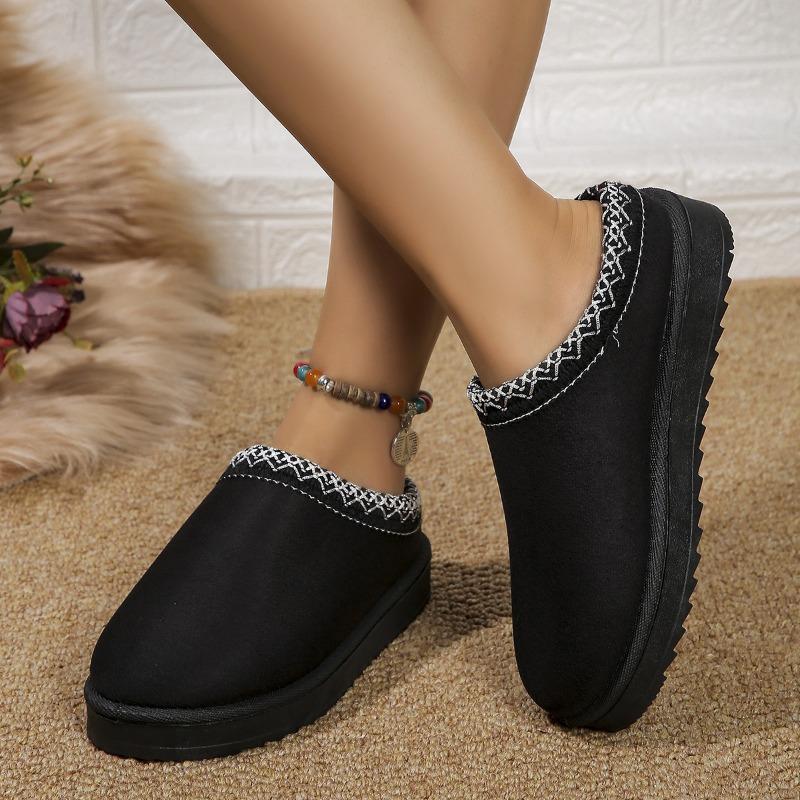 Foreign trade women's autumn and winter new lace fashion snow boots women's shoes half-drag cotton shoes thickened plush slippers