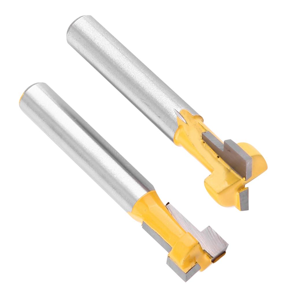 2pcs Yellow T Slot Cutter Router Bit for 38"" & 12"" Cutting Edge 14"" Shank