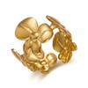 Stainless Steel Gold Color Love Heart Ring Set For Women Hollow Flower Geometric Finger Rings Party Vacation Waterproof Jewelry