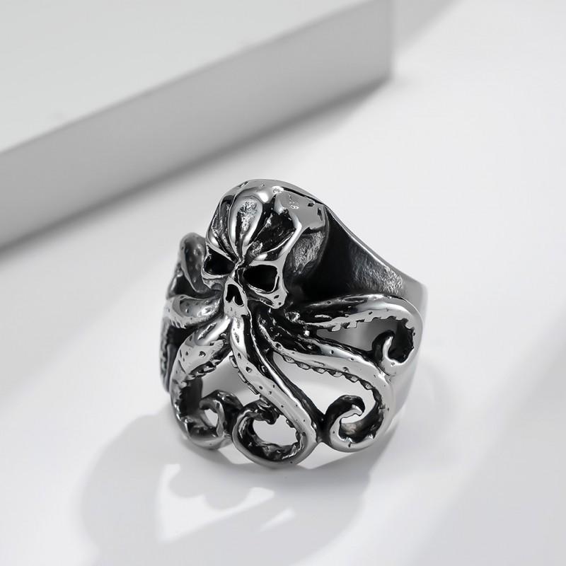 Adjustable Octopus Ring Men Women Vintage Style Copper Plated Open Band Statement Jewelry