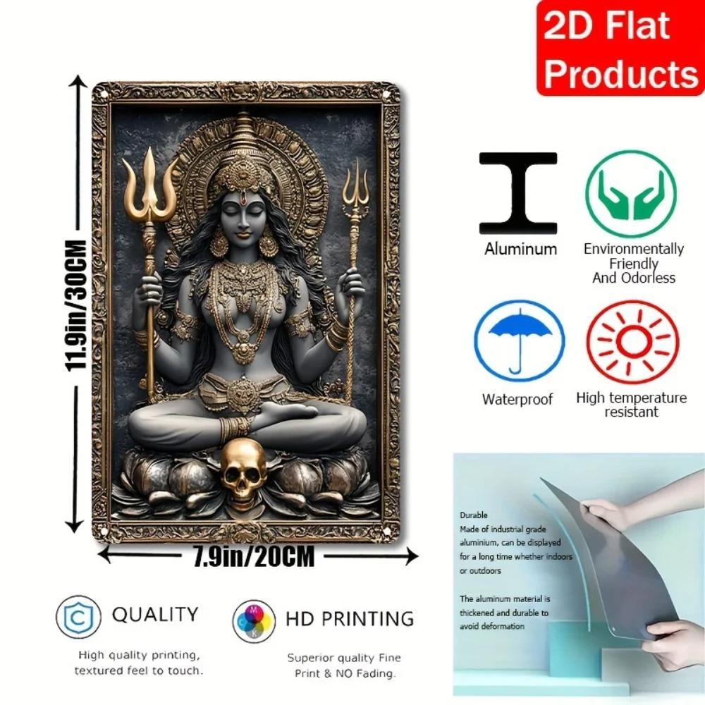 VintageKaliAlumSign Vintage Indian Goddess Kali Square Aluminum Sign - Decorative Wall Poster, Perfect for Bar/Restaurant