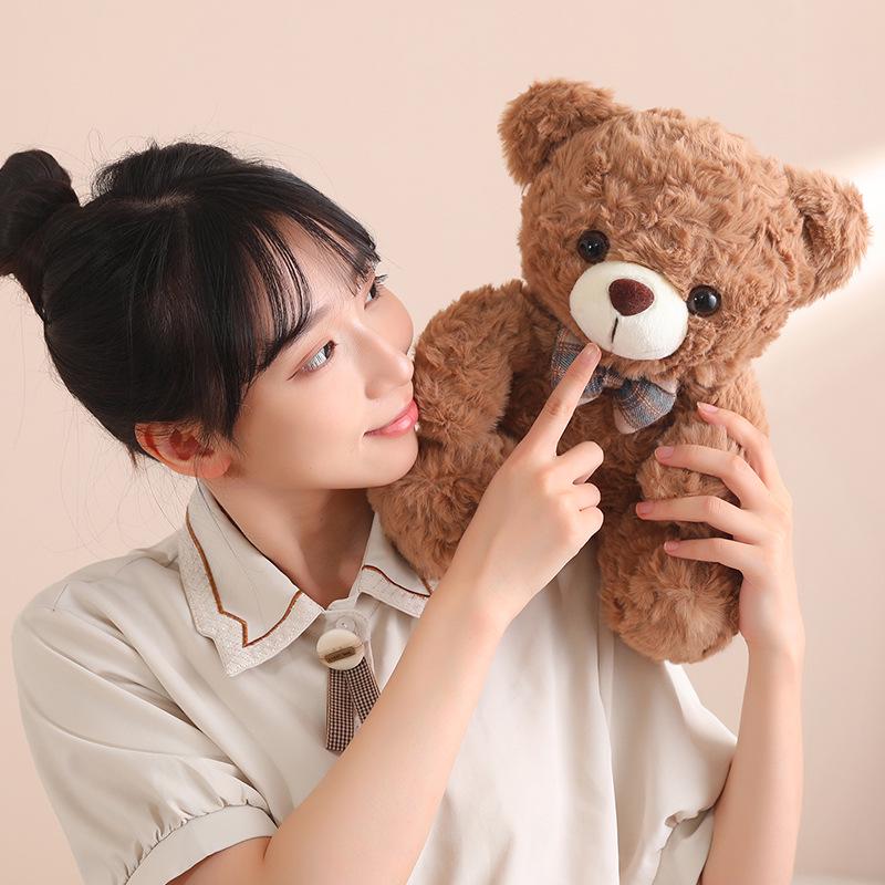 Cute Plush Teddy Bear with Bow – Perfect Companion Doll Gift for Girls
