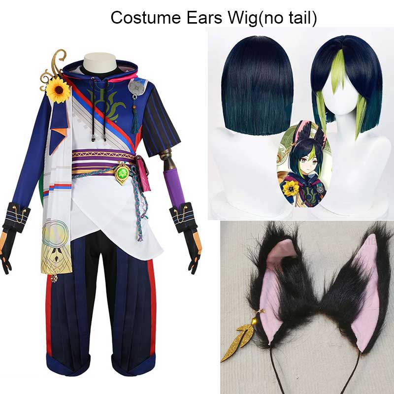 

Tighnari Cosplay Costume Kostüm Halloween Karneval Outfits Ears Tail Wig For Comic Con S