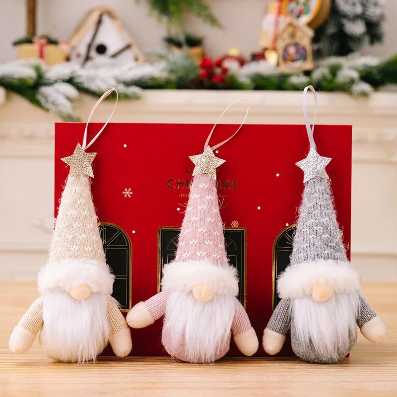 Christmas Ornaments Doll Plush Gnomes Beard Xmas Tree Hanging Pendant Santa Claus New Year Party Home Table Decoration Toys
