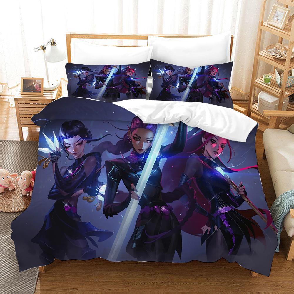 

K-Pop Мисливці на демонів Постільна білизна Євро Односпальний Ковдра Покривало Постільна білизна Підковдра Наволочка Набори з 2-3 предметів Дитячий Дорослий Розмір US Twin(172x218cm)