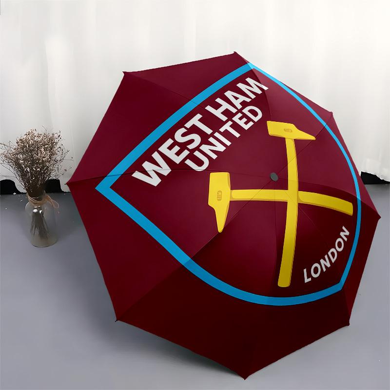West Ham United, Football Club Automatic Opening and Closing, 8 Rib Structure Portable Umbrella, Suitable for Men and Women In All Seasons