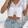 2026 Spring/Summer Women's Hollow Lace Short Sleeve Knitted Open Top S-XL