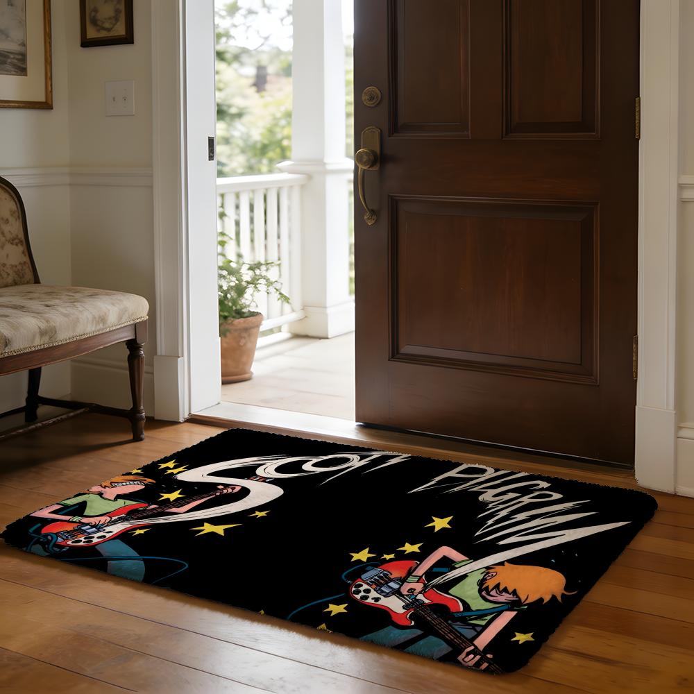 SScott Pilgrim VS The World Floor Mat Soft Flannel Absorbent Mat Non-Slip Rug Home Bedroom Bathroom