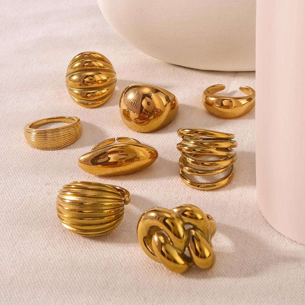 High Quality Geometric Twist Irregular Ring for Women New Vintage Opening Finger Rings Stainless Steel Jewelry Party Gift