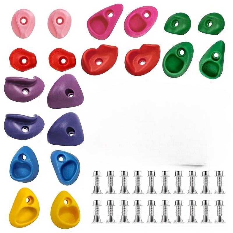 

20 Набор для скалодрома с разноцветными ручками и упорами для ног Прочный ПЭ-материал Прочный Включает крепеж для установки в помещении 1 set