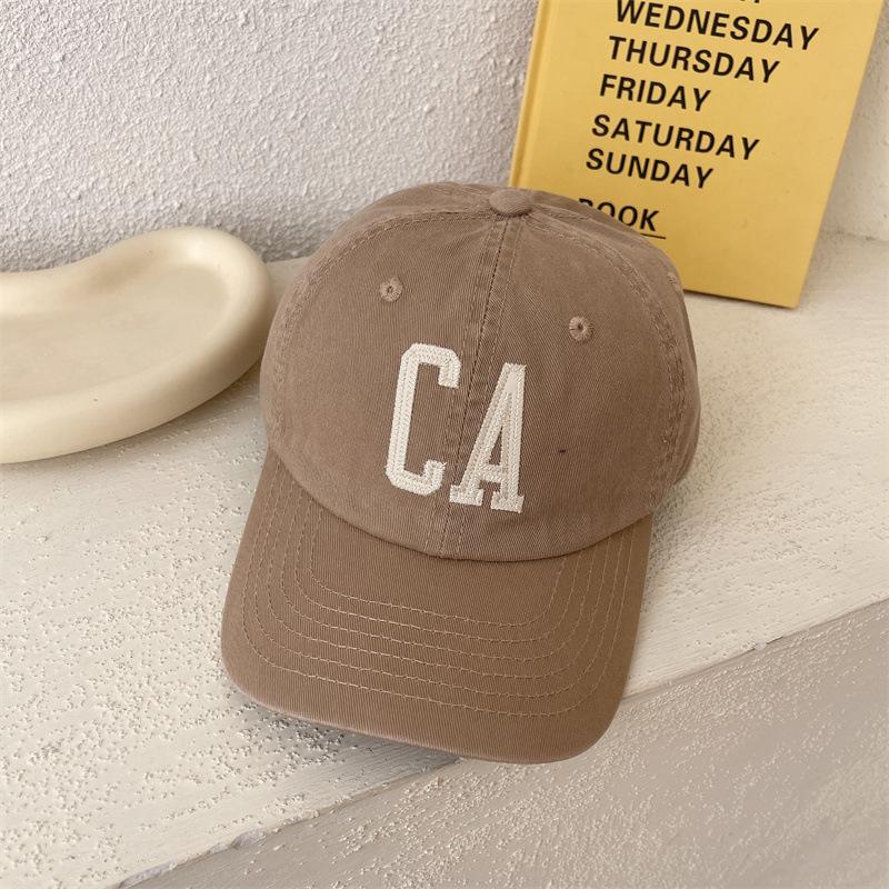 

High quality big head circumference CA letter soft top baseball cap female couple tide show face small cap male summer Adult (55-58cm) хаки